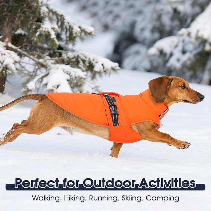 IECOii Dog Cold Weather Coats - Reflective Winter Jackets Adjustable Windproof Snow Jacket for French Bulldog & Corgi, Waterproof Warm Vest with Fleece Lining for Outdoor Adventures, Pink, Size L