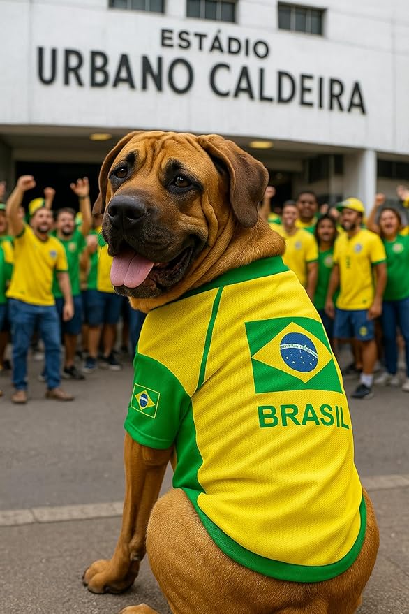 Parisian Pet Team Brazil Dog Jersey - Breathable Mesh Puppy Football Jersey - Lightweight Stretch Sporty Dog Clothes - Summer Shirts for Large Dogs - Soccer Jersey for Dogs - Sportswear Pet Clothes