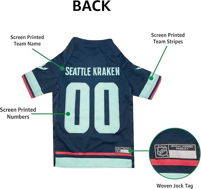 NHL Seattle Kraken Jersey for Dogs & Cats. - Size: Small. Best PET Jersey for The New HOT Ice Hockey Team for Puppies, Large Dogs, Kittens & Large Cats