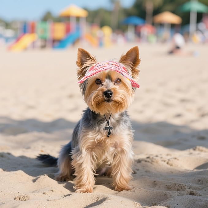 Dinosaurs Sun Hats for Mini Dogs Pink Dino Dog Baseball Cap Dogs Trucker Hats with Ear Holes XS
