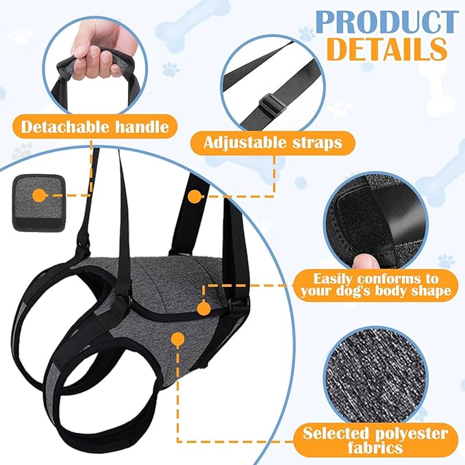 Dog Support Harness for Back Legs, Adjustable Rear Hind Leg Sling for Medium & Large Senior Dogs
