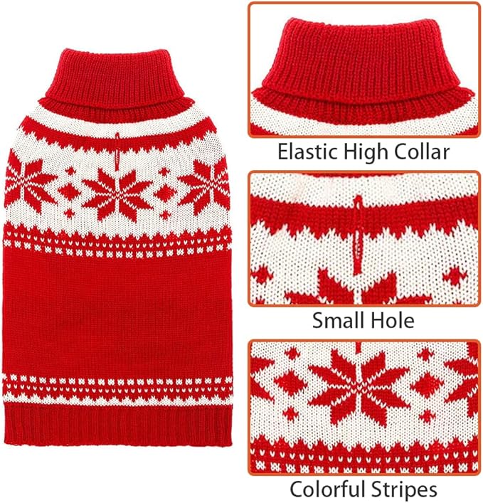 Mihachi Dog Sweater - Winter Coat Apparel Clothes with Colorful Stripes for Cold Weather