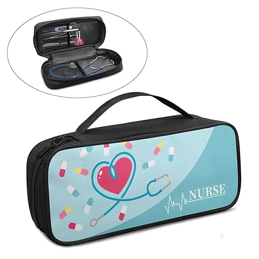 Gomyblomy Universal Stethoscope Case Compatible with Most Stethoscopes, Portable Stethoscope Holder Storage Bag with Extra Room for Nurse and Doctors, Cartoon Stethoscope Print