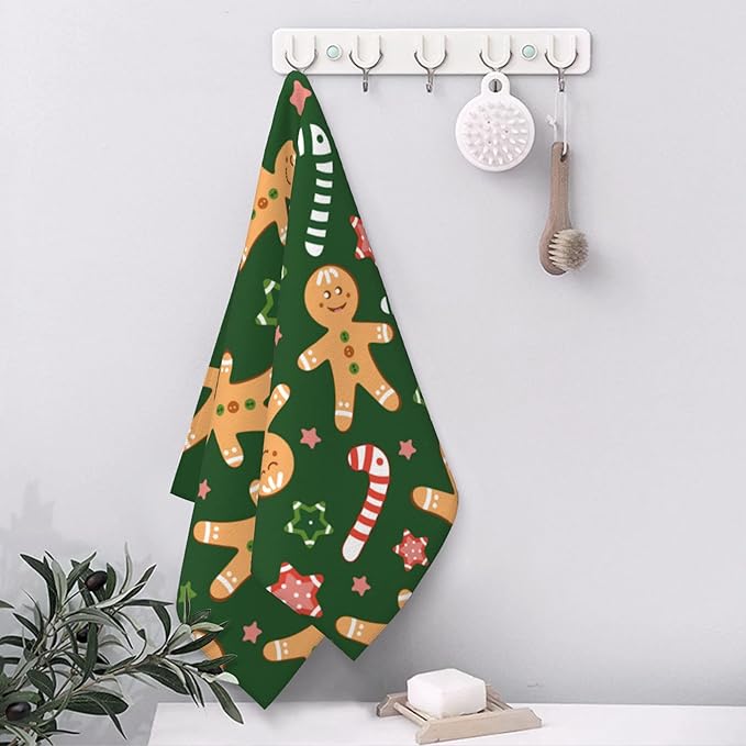 Bath Hand Towels Set of 2 Christmas Cookies Towels for Bathroom Soft Absorbent Decorative Hand Towel for Kitchen Sports Gym Yoga Home Decor 14 x 28 in