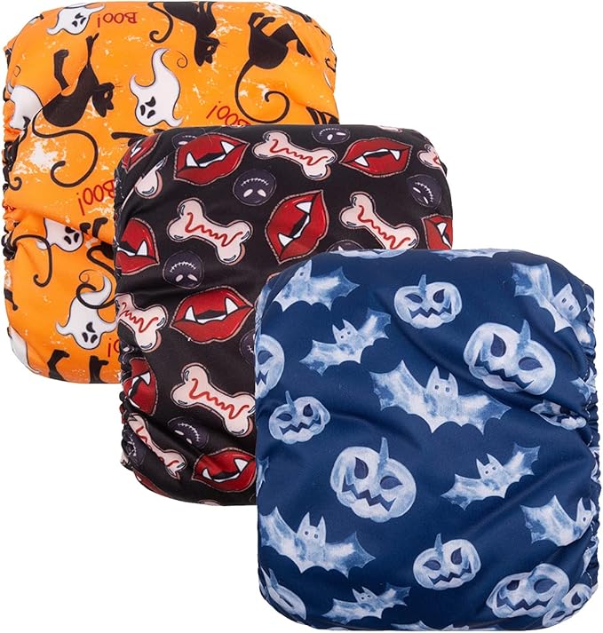 CuteBone Halloween Male Dog Diapers Belly Bands 3 Pack for Male Dogs Wraps Washable Doggie Pants DM23XL