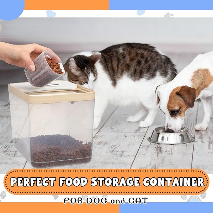 2 Pack 30 Lbs Airtight Dog Food Storage Container with 2 Scoops, Clear Cat Food Container Storage Bin with Measuring for Dog Cat Bird Other Pet