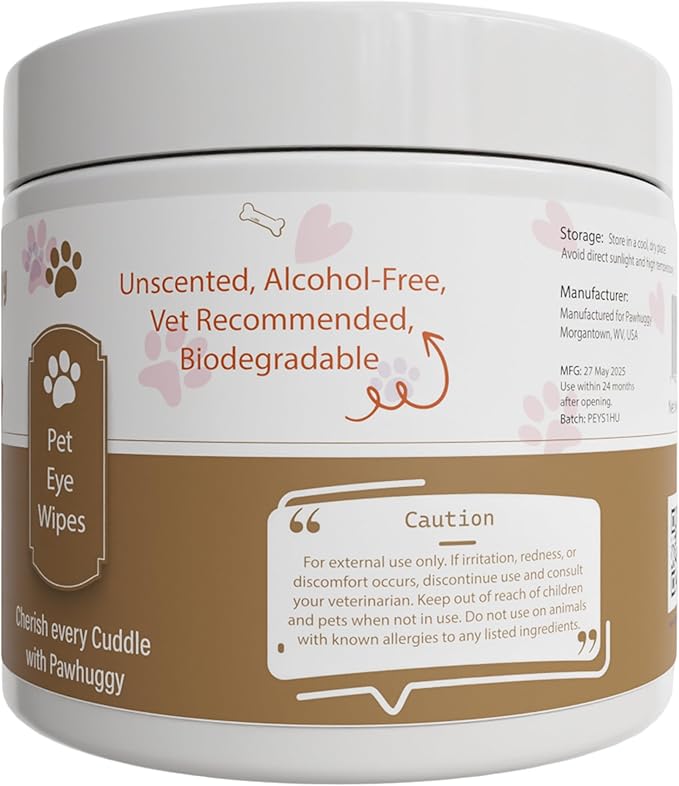 Dog Eye Wipes – Tear Stain Remover for Dogs & Cats, Eye Wipes for Dogs, Hypoallergenic Pet Eye Cleaner, Dog Tear Stain Remover for Discharge & Debris, Unscented, 100 Ct