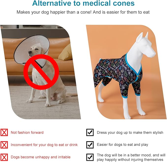 LovinPet Doberman Pajamas for Dog, Lightweight Stretchy Fabric, Jungle Friends Grey Print, Uv Protection Shirt, Easy to Wear Large Dog Pjs, Onesies for Dogs, Pajamas for Pitbulls, 3XL