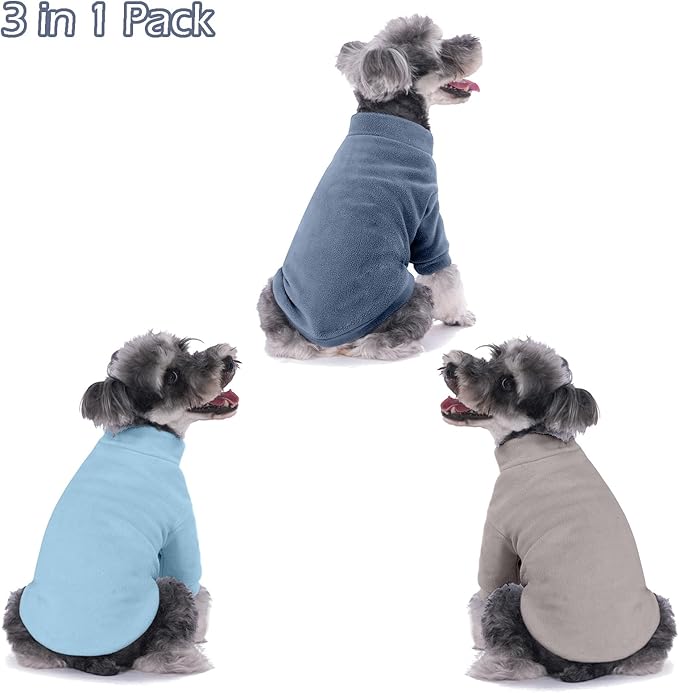 Dog Sweater, 3 Pack Dog Sweaters for Small Dogs Girl Boy, Ultra Soft Warm Puppy Clothes Dog Coat for Winter (Gray+Azure+Navy, X-Small)
