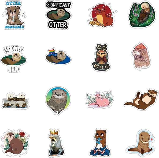 The Eurasian River Otter Cute Cartoon Animal Stickers 50pcs Pack | Kawaii Deacls Graffiti Vinyl PVC Waterproof for Adults Water Bottle Laptop Phone Skateboard Scrapbook