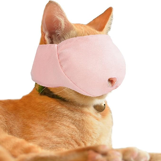 Cat Muzzle with Soft Flexible Fabric, Cat Mask Mouth Guard Muzzle for Prevent Biting Chewing Grooming, Anti Scratch (S,Pink)