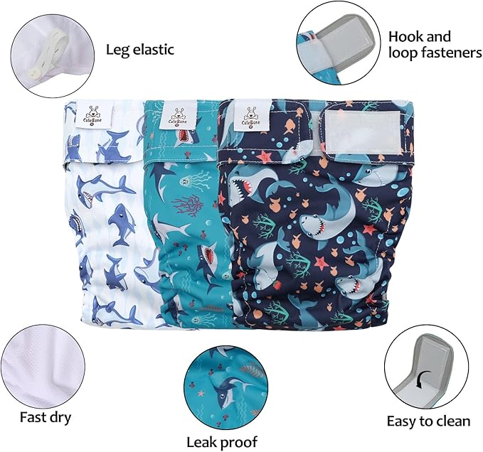 CuteBone Washable Dog Diapers Female No Tail Hole 3 Pack Reusable Doggie Period Training Pants for Docked-Tail Frenchie French Bulldog Boston Terrier Without Tail WWD25XL
