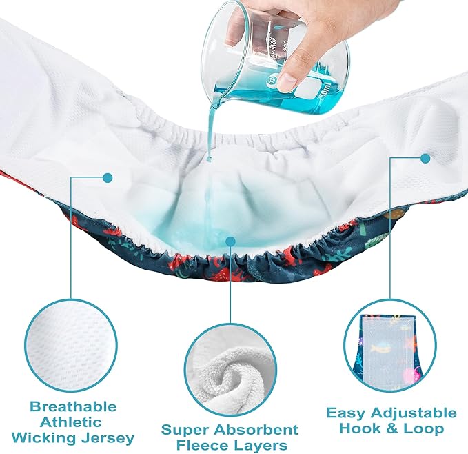 wegreeco Small Dog Diapers Male,Reusable Belly Bands for Male Dogs,Washable Doggie Puppy Diapers Wraps,Medium Large Size (5 Pack X-Large, Marine Animal)