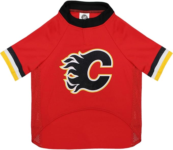 NHL Calgary Flames Jersey for Dogs & Cats, X-Large. - Let Your Pet Be A Real NHL Fan!
