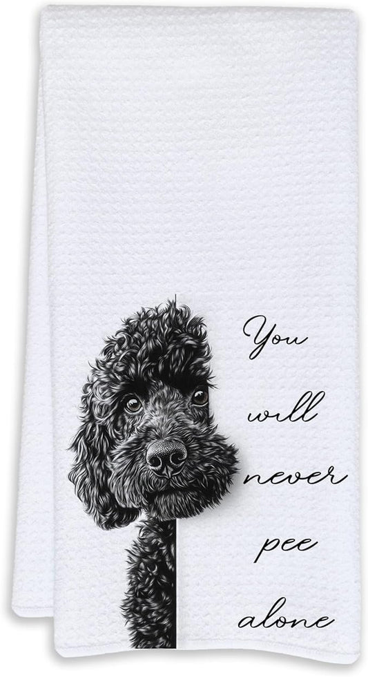 Cabana Bro Funny Black Poodle Bathroom Hand Towels, Black Poodle Gifts, You Will Never Pee Alone Funny Hand Towels for Bathroom Washroom Decor, Dog Lovers Mom Gifts, 16x24 Inch