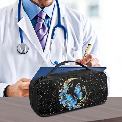 Gomyblomy Stethoscope Case for Classic III, Moon Butterfly Stethoscope Holder Bag with Extra Room for Lightweight II S.E, Cardiology IV Diagnostic, Acoustica Deluxe Stethoscopes