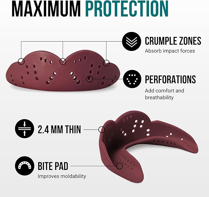 SISU Max Mouthguard - 50% Stronger, Maximum Protection for Rugby, MMA, Boxing, Lacrosse, Football, Hockey, High-Impact Sports - Adult Fit, Remoldable Up to 20 Times, Works for Braces