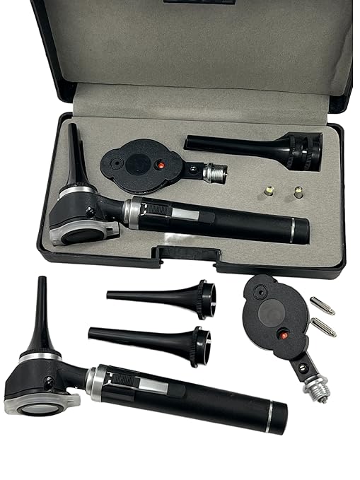 ArtLaB-Premium Veterinary Otoscope Set Kit Veterinary Diagnostic Set Instrument with Reusable Ear Speculas Set -Veterinary Diagnostic Otoscope Set and Hartmann Speculum (White Lens Vet Otoscope)