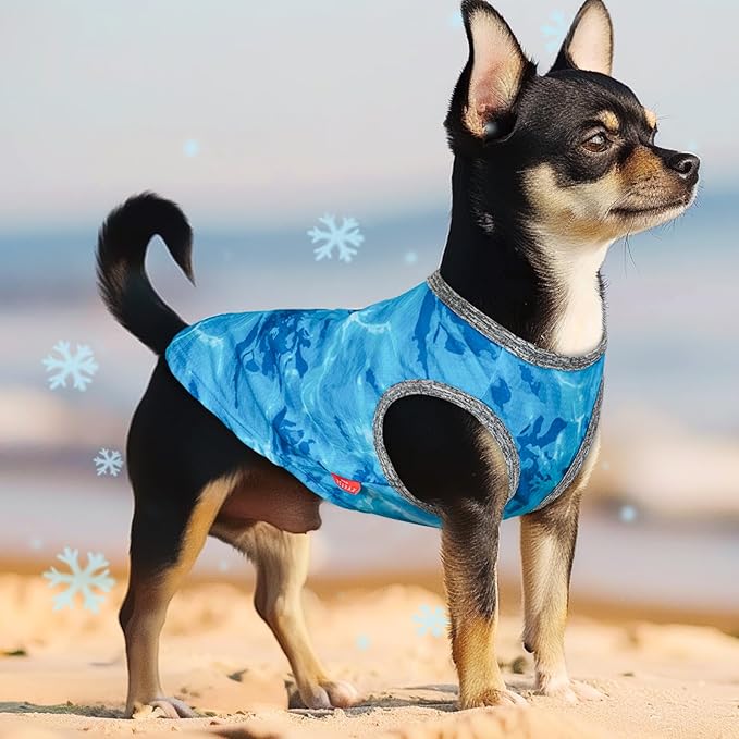 KYEESE 2Pack Dog Cooling Shirt, Breathable Dog Shirt for Small Dogs, Sun Protection Dogs Cooling Vest Tank Top, Lightweight Soft Sleeveless Summer Puppy Clothes, Polar Bear+Ice, S