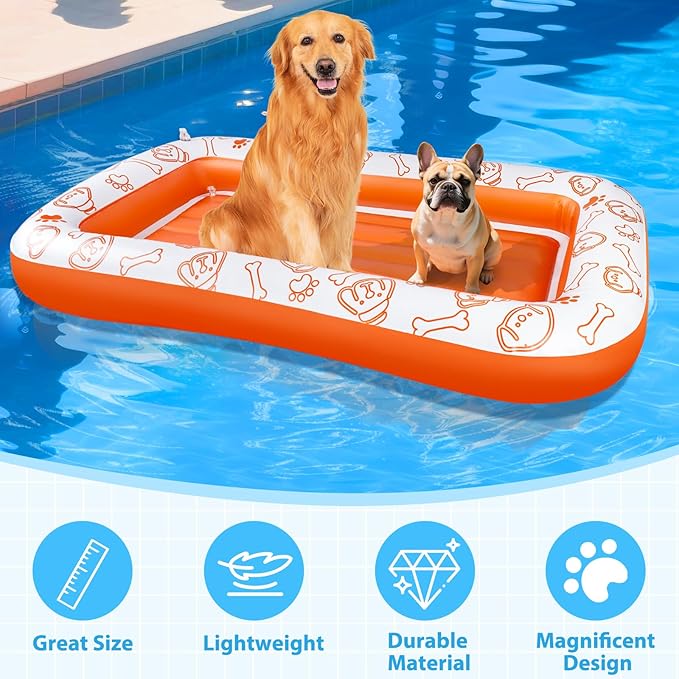 Large Dog Pool Float, 55x35/60x35 Inch Dog Float Raft for Pool Lake River, Puncture Proof Dogs Floatie Boat Pet Float for Large Medium Small Dogs Holds Up to 110/220 Lbs