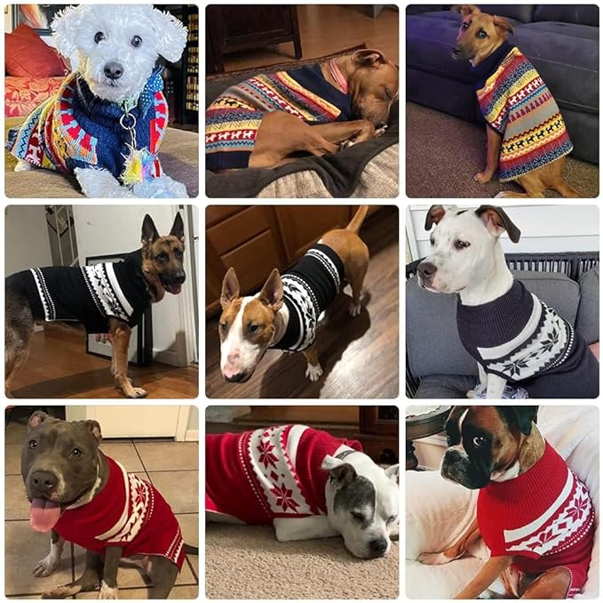 Mihachi Dog Sweater - Winter Coat Apparel Clothes with Colorful Stripes for Cold Weather Medium