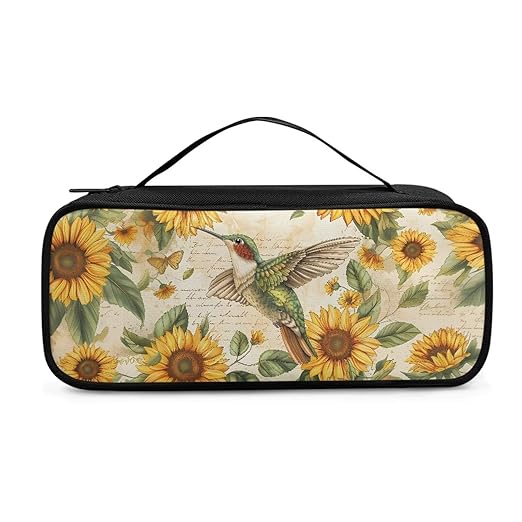 Gomyblomy Sunflower Hummingbird Stethoscope Case Stethoscope Bag with Extra Pocket for Nurse and Doctors Accessories, Vintage Stethoscope Holder for Business Travel