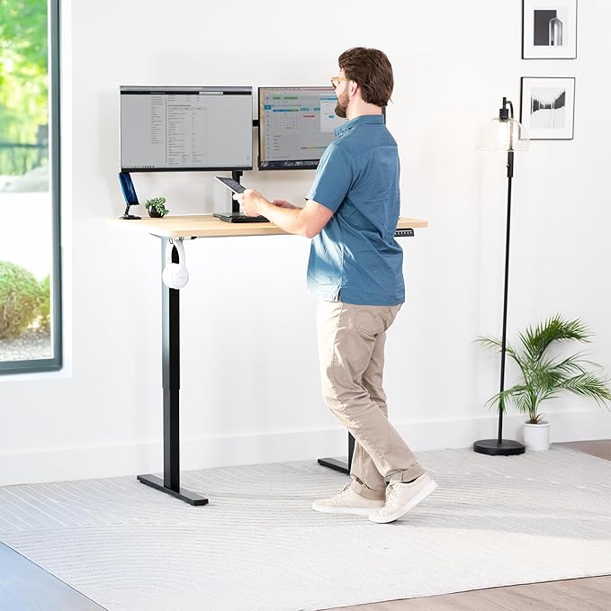 VIVO Universal 48 x 30 inch Solid One-Piece Table Top for Standard and Sit to Stand Height Adjustable Home and Office Desk Frames, Light Wood, DESK-TOP48-30C