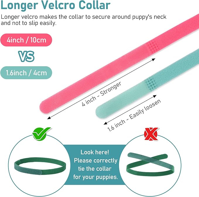 GAMUDA 20 Newborn Puppy Collars – Super Soft Double Velvet Whelping Puppy Collars - Adjustable Litter Collars for Puppies – Assorted Colors & Identification Collars (20 PCS - 6 Chart)