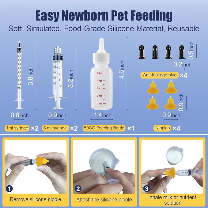 65 Pcs Deluxe Whelping Kit, Delivery of Kitten and Puppy Whelping Kit with Feeding Nipple Stethoscope Aspirator Puppy ID Bands etc Complete Full Kit