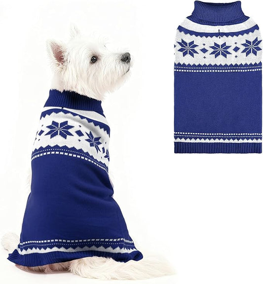 Mihachi Dog Sweater - Winter Coat Apparel Clothes with Colorful Stripes for Cold Weather, Navy Blue SM