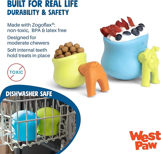 WEST PAW Zogoflex Toppl Interactive Treat Dispensing Puzzle Dog Toy for Mental Stimulation & Enrichment-Holds Kibble & Treats-Lickable, Freezable & Dishwasher Safe-Made in USA-Large-Cardinal Red