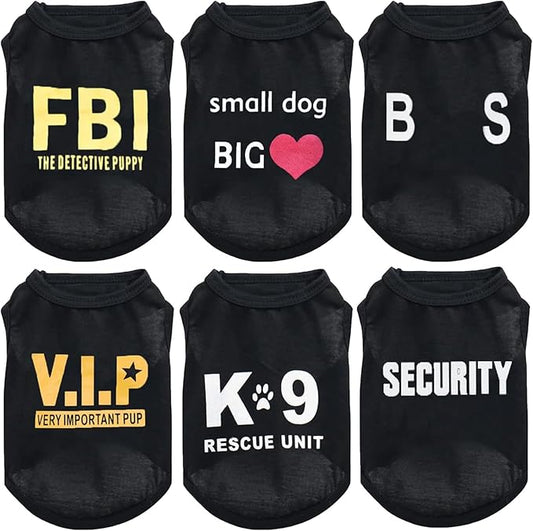 Boss K9 Security Print Vest for Chihuahua, Yorkies - Black Small Dog Boy Summer Casual Fashion Outfits