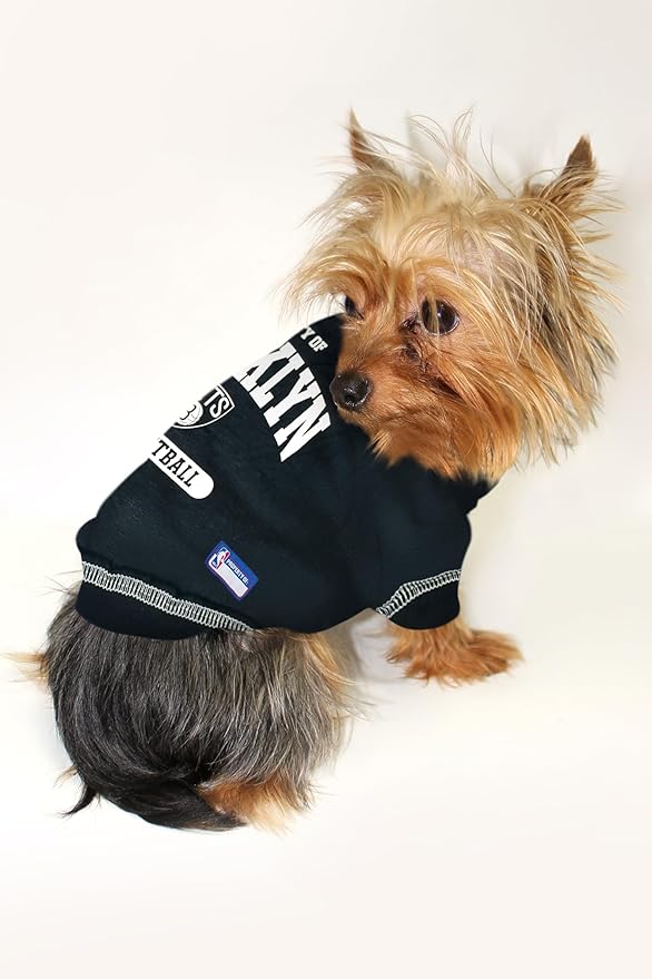 Pets First NBA Licensed Hoodies & T-shirt for Dogs & Cats, Brooklyn NETS, Large
