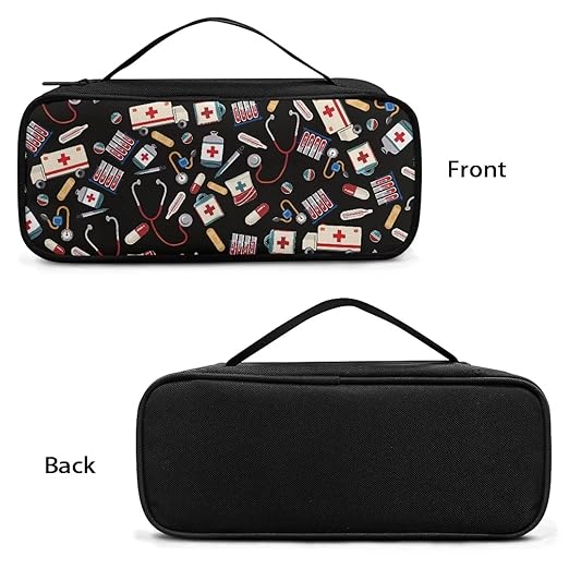 Gomyblomy Stethoscope Case with Extra Pocket for Bandage Scissors and Other Medical Accessories, Cartoon Stethoscope Print Travel Stethoscope Holder Organizer Storage Bag