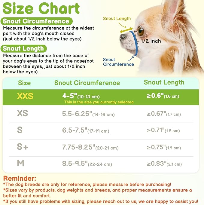 Mayerzon Short Snout Dog Muzzle for Small Medium Dogs, Soft & Sturdy Fabric, Anti Excessive Biting Chewing, Suits Chihuahua Shih Tzu Maltese for Grooming Vet Visits Walk, Allows Drinking(Black, XXS)