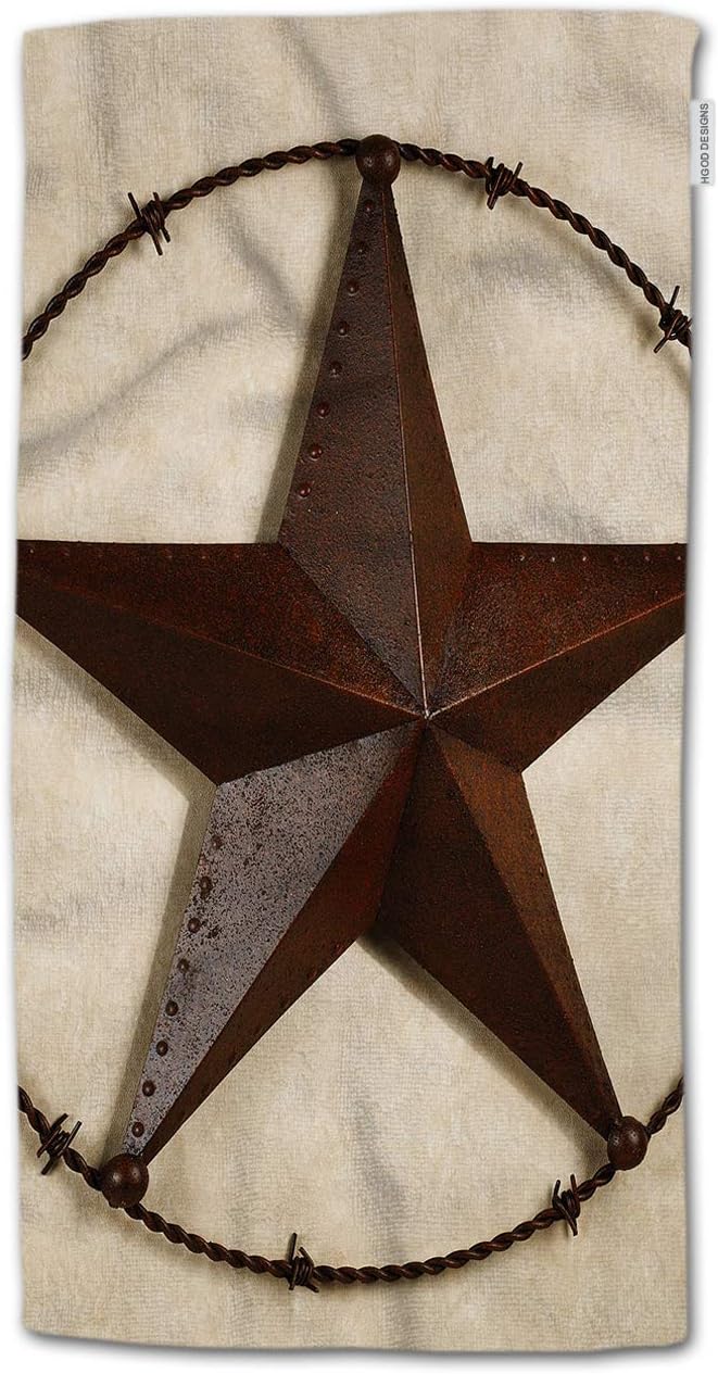 HGOD DESIGNS Texas Star Towels, Rusty Iron Western Star Soft Bath & Kitchen Towels, Spa Hotel Hand Towels 15"X30"