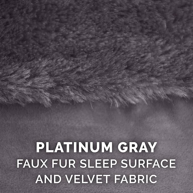 Furhaven Replacement Dog Bed Cover Plush & Velvet L Shaped Chaise, Machine Washable - Platinum Gray, Jumbo Plus (XX-Large)