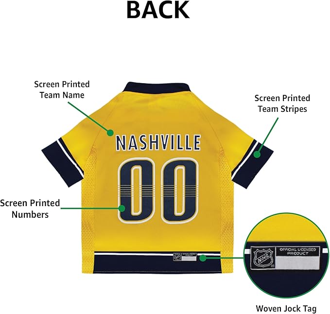 Pets First NHL Nashville Predators Jersey for Dogs & Cats, Small. - Let Your Pet Be A Real NHL Fan!