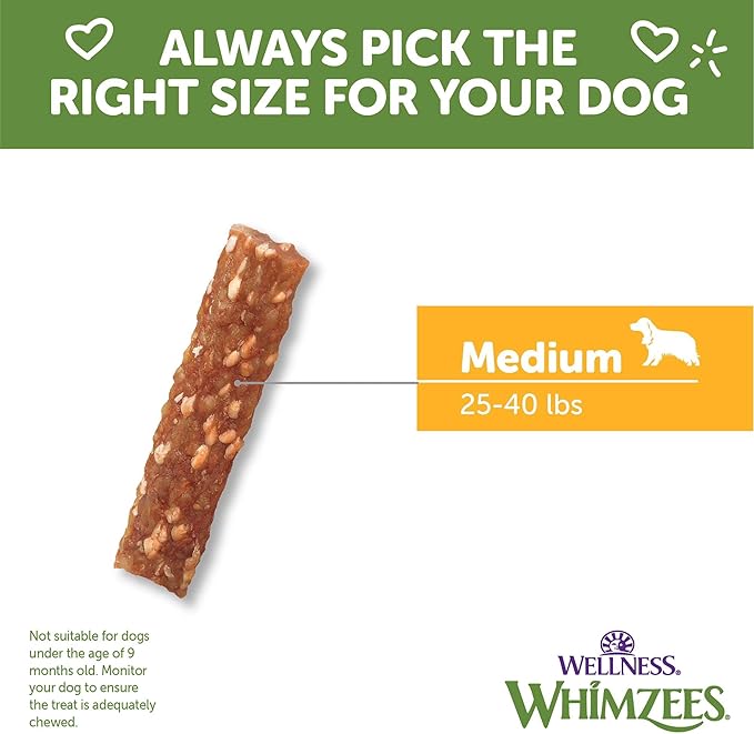 Whimzees Wellness Veggie Strip Dog Dental Treats, Medium Size Stick, (14 Count)
