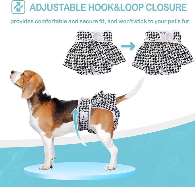Avont 3 Pack Washable Female Dog Diapers, Reusable Period Diapers Cover for Girl Doggies Heat Cycle, Incontinence -Pink/Black/Brown Plaid(XL)