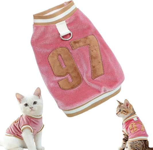 Dog&Cat Jersey,Pet Clothes for Dogs&Cats，Number 97,Soft Warm Cotton Blend Sweatshirt for Fall&Winter, Breathable Cozy Pet Sports Shirt, Durable Outdoor Daily Wear (Pink, M)