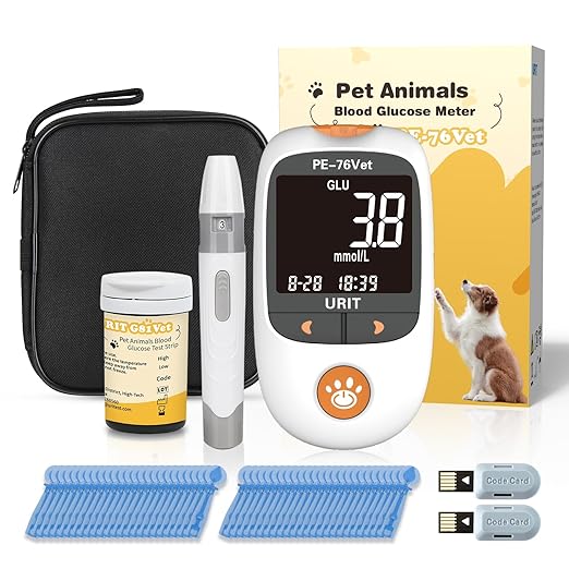 Glucose Meter Kit for Dogs & Cats| Pet Blood Glucose Meter with 25 Test Strips（PE-76vet）