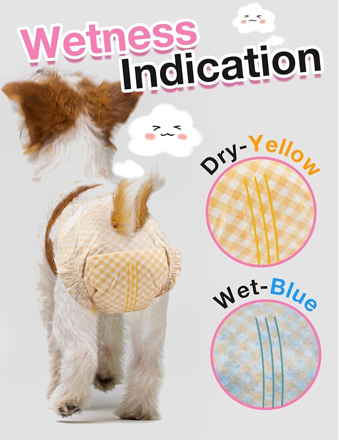 Dono Disposable Dog Diapers Female with Wetness Indicator, Disposable Doggie Diapers for Dogs in Heat, Super Absorbent Leak-Proof Pet Puppy Diapers Female for Peeing Small Medium Large Dogs
