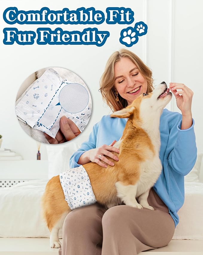 Dog Diapers Male Wraps, Disposable Male Dog Diaper, Super Absorbent Doggie Diapers for Boy Dogs with Incontinence Marking or Excitable Urination(L, 20)