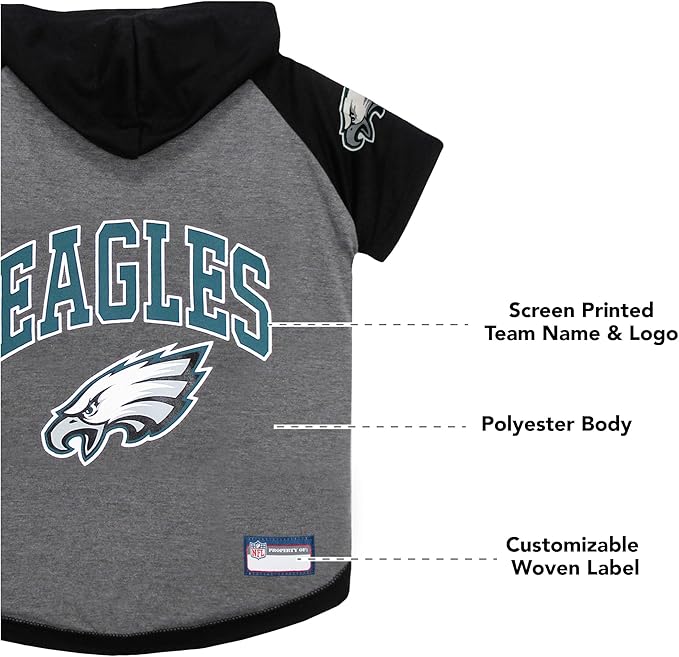 Pets First Philadelphia Eagles Hoodie Tee Shirt for Dogs, X-Small, Multi-Color