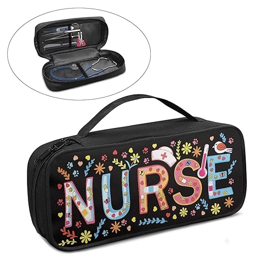 Gomyblomy Cute Stethoscope Case with Extra Room for Nurses and Doctors, Floral Dog Paw Print Stethoscope Holder Storage Large Capacity Stethoscope Carrying Case with Handle