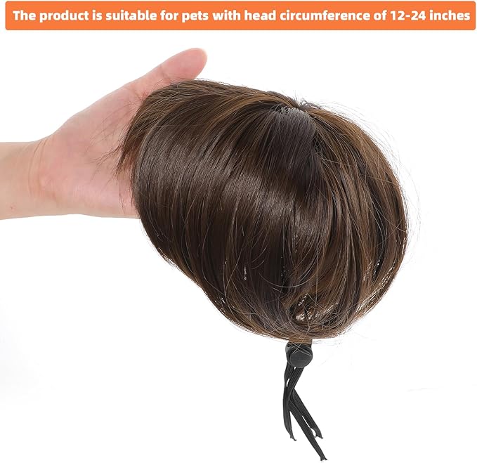 Funny Dog Cat Cosplay Wigs for Dogs, Dog Wigs for Small Dogs Adjustable Cat Wig Trimmable Funny Dog-Wig Pet Wig for Halloween, Parties, Christmas, Festivals