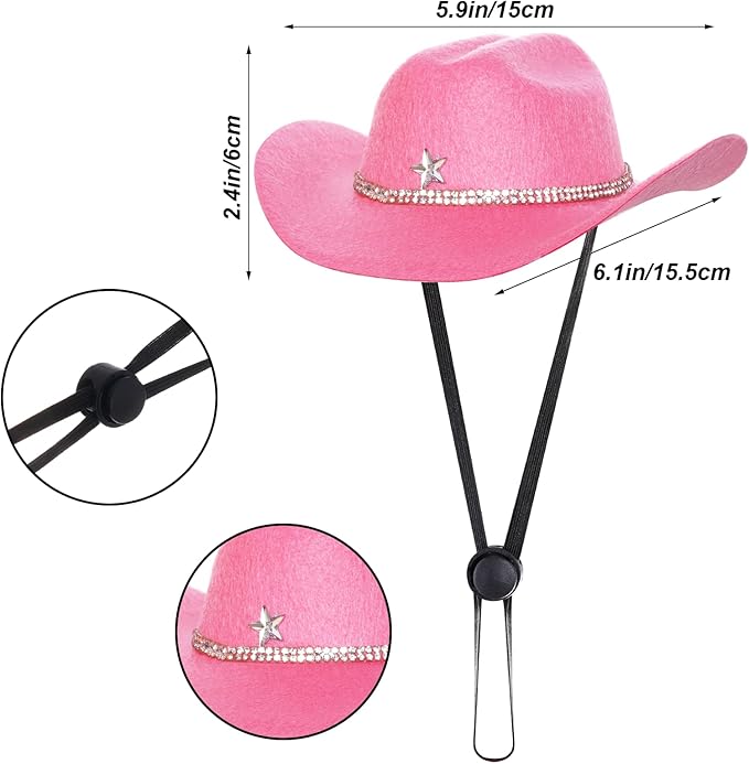3 Pcs Pet Cowboy Costume Cowboy Hat Bandanas with Sunglasses for Cats and Dogs for Halloween Christmas Holiday Party Cosplay (Pink)