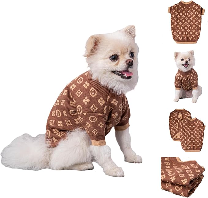 Luxury Dog Sweater – Soft Knit Designer Pet Outfit for Small Dogs & Puppies, XS–L, Stylish Warm Clothing for Yorkies, Chihuahuas, Dachshunds, Maltese, French Bulldog