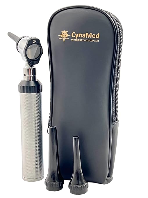 ArtLaB-Premium Veterinary Otoscope Set Kit Veterinary Diagnostic Set Instrument with Reusable Ear Speculas Set -Veterinary Diagnostic Otoscope Set and Hartman Speculum (Vet Pouch Otoscope)